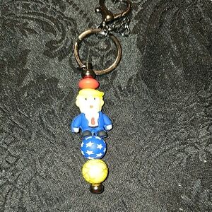Handmade Colorful Trump Beaded Keychain